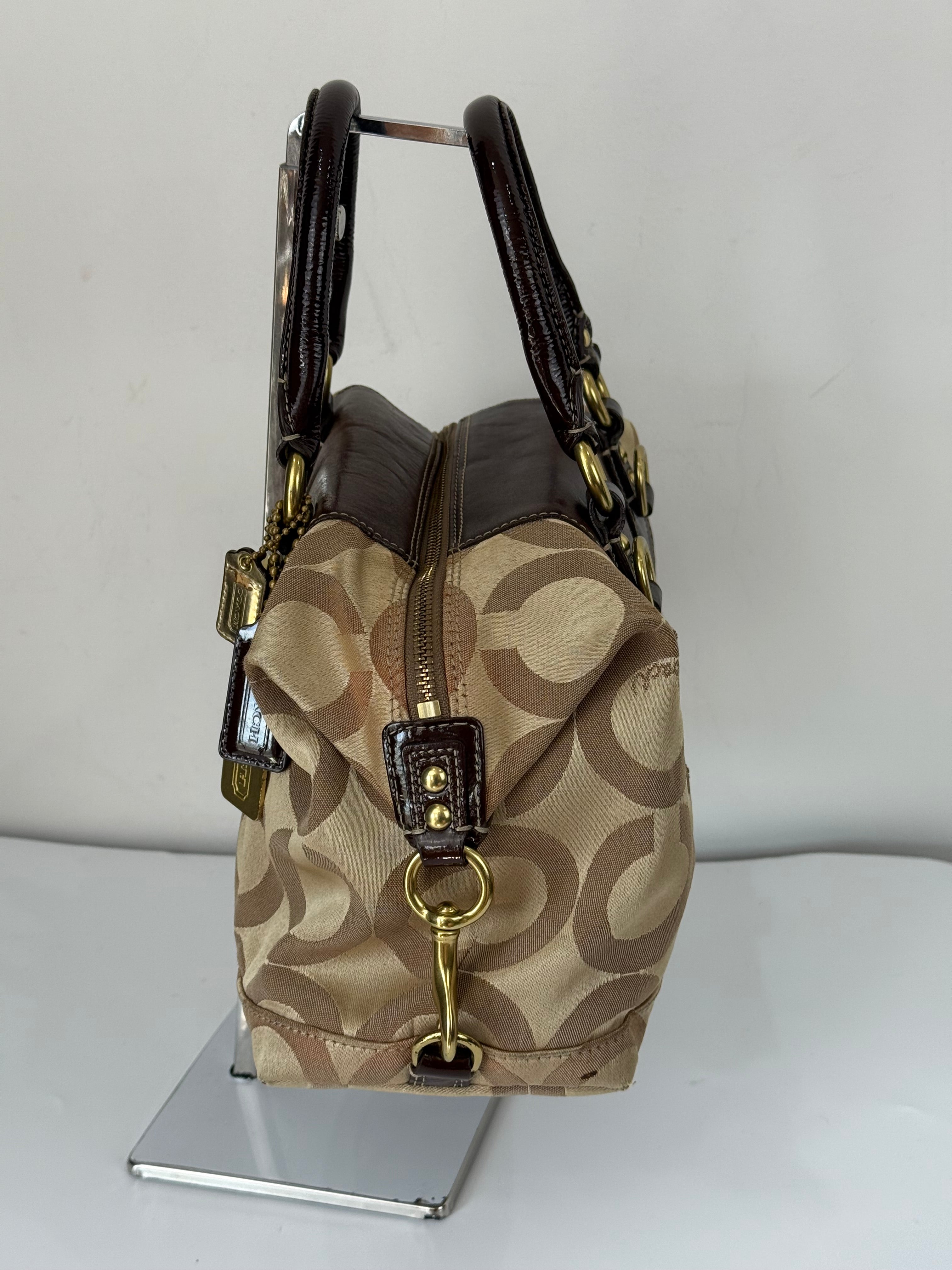 Vintage Beige Coach Optic Signature Madison Sabrina Satchel Bag 00s Coach Y2K Handbag