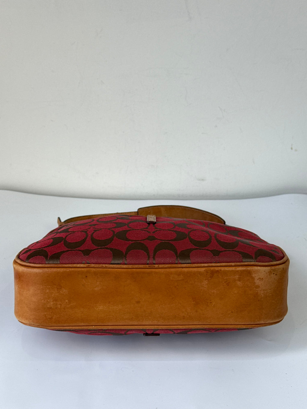 Vintage Coach Demi Hampton Tote Bag Coach Red Signature Tan Leather Handbag 00s Y2K