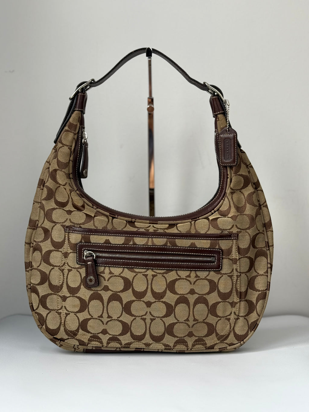 Vintage Coach Soho Hobo Bag Brown & Beige Signature Coach Canvas Shoulder Bag 00s Y2K