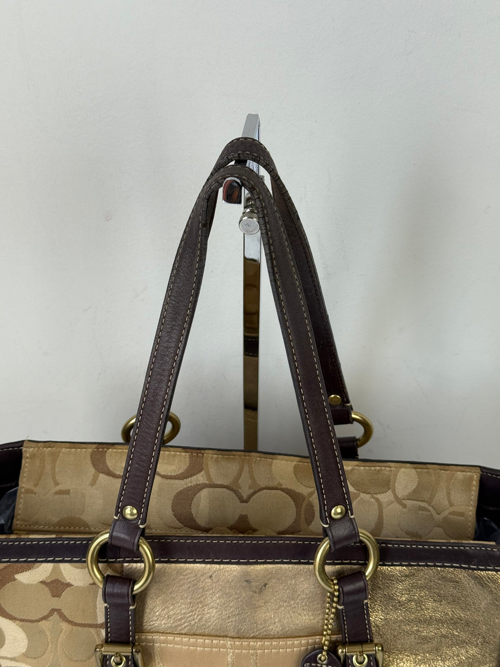Vintage Coach Gold Multicolour Patchwork Tote Bag Coach Signature Suede Handbag 00s Y2K