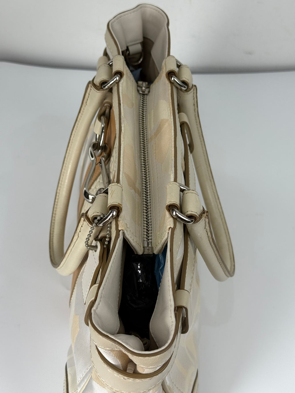 Vintage Coach Hampton Tote Bag Coach White/Tan Signature Y2K Handbag