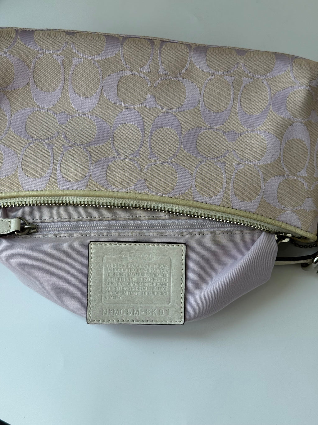 Vintage Coach Baguette East West Bag Lilac Signature Canvas Shoulder Bag Y2K