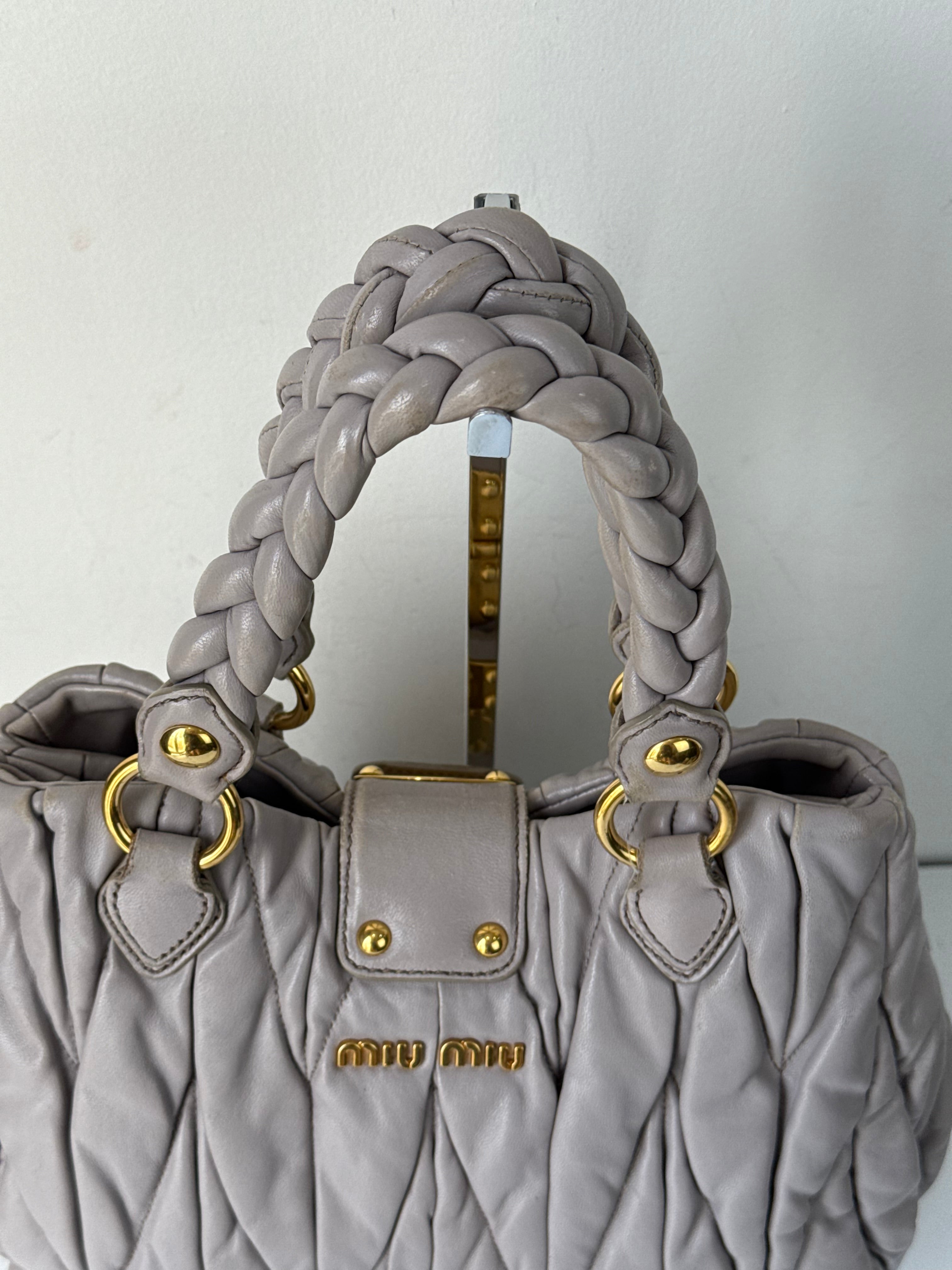 Vintage Miu Miu Coffer 2 Way Bag Grey Matelassé Leather Miu Miu  Handbag 00s Y2K