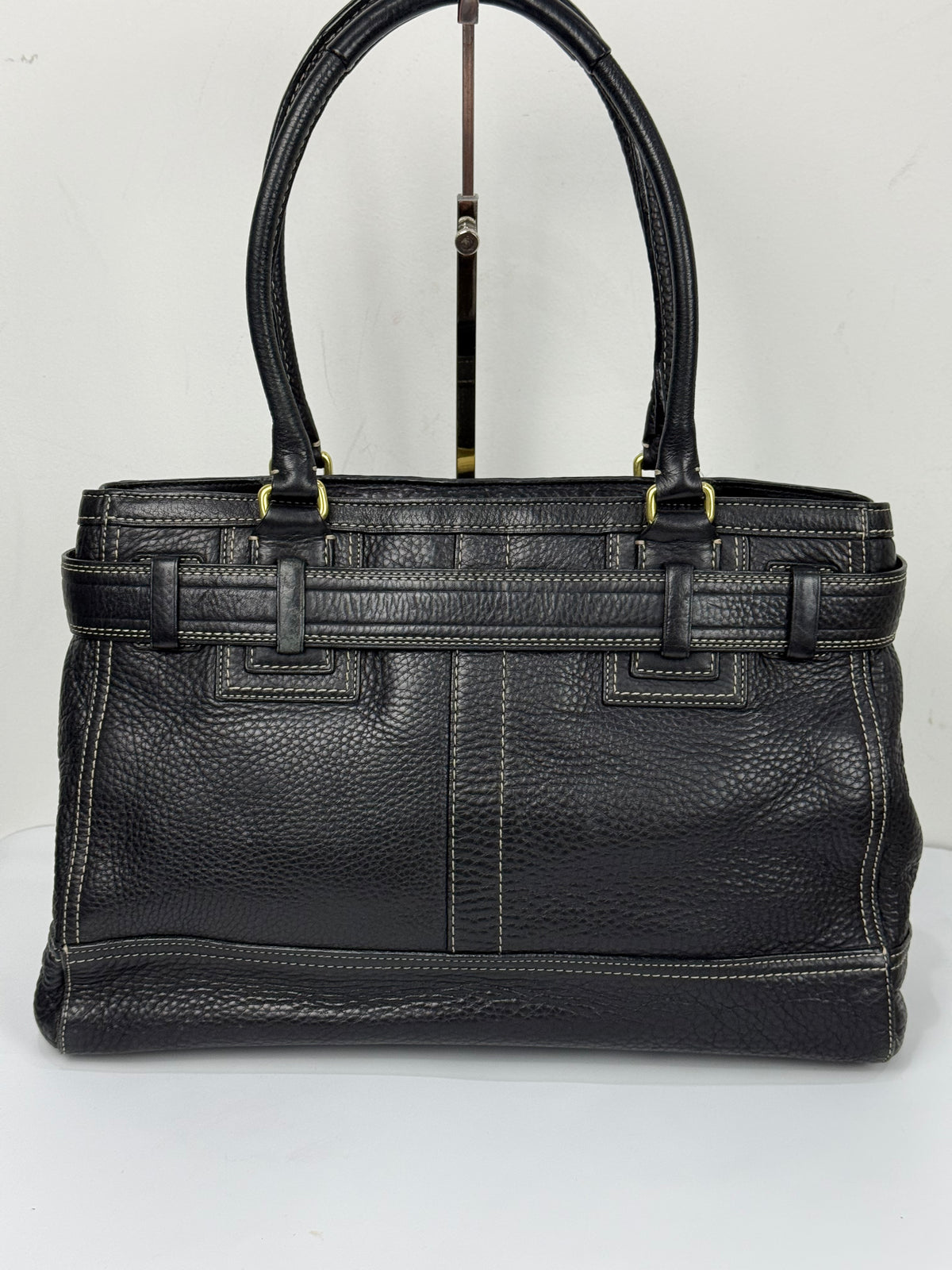 Vintage Coach Hampton Tote Bag Black Coach Leather HandBag 00s Y2K