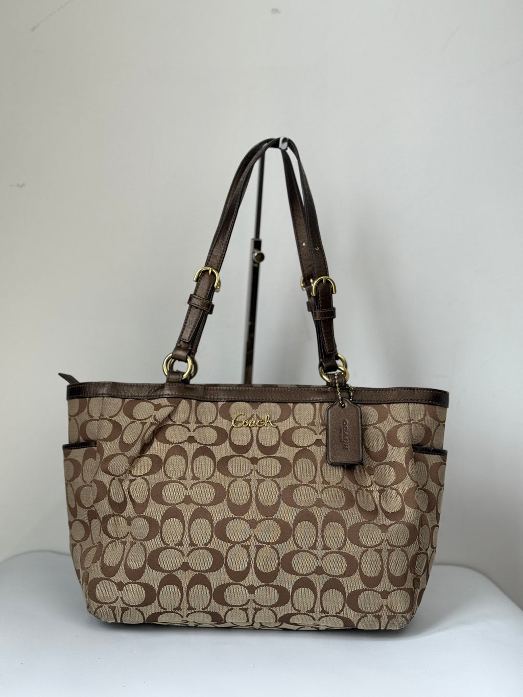 Vintage Coach Signature Taylor Tote Bag Camel Brown Coach Canvas Shoulder Bag Y2K