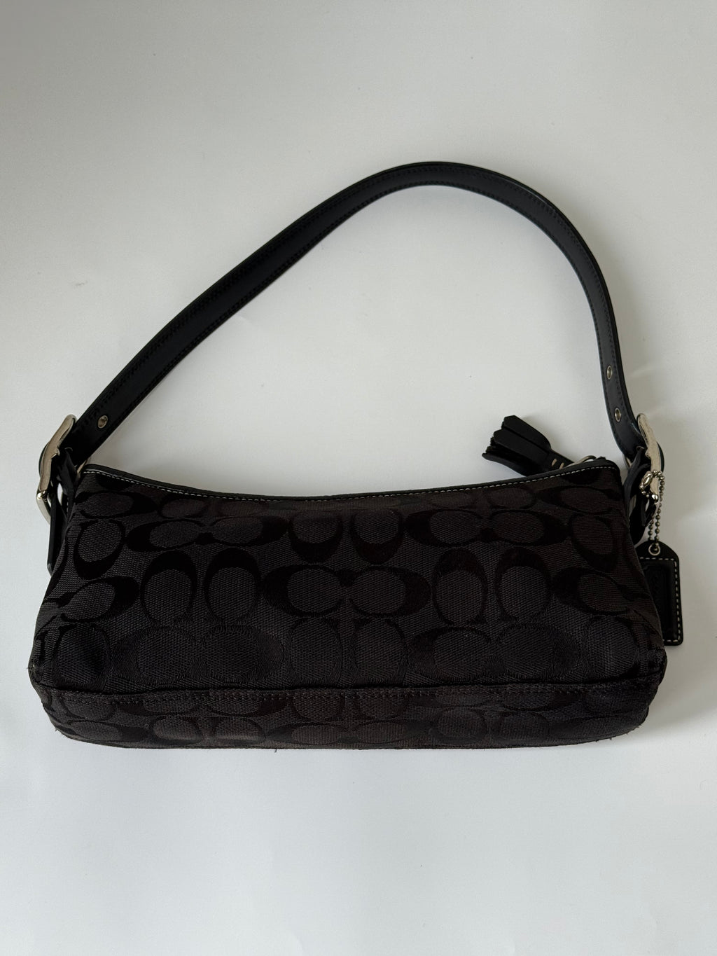 Vintage Coach Baguette East West Bag Black Signature Canvas Shoulder Bag Y2K