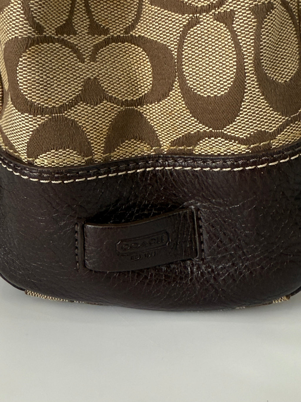 Vintage Coach Hampton Tote Bag Brown & Beige Signature Shoulder Bag 00s Y2K Handbag