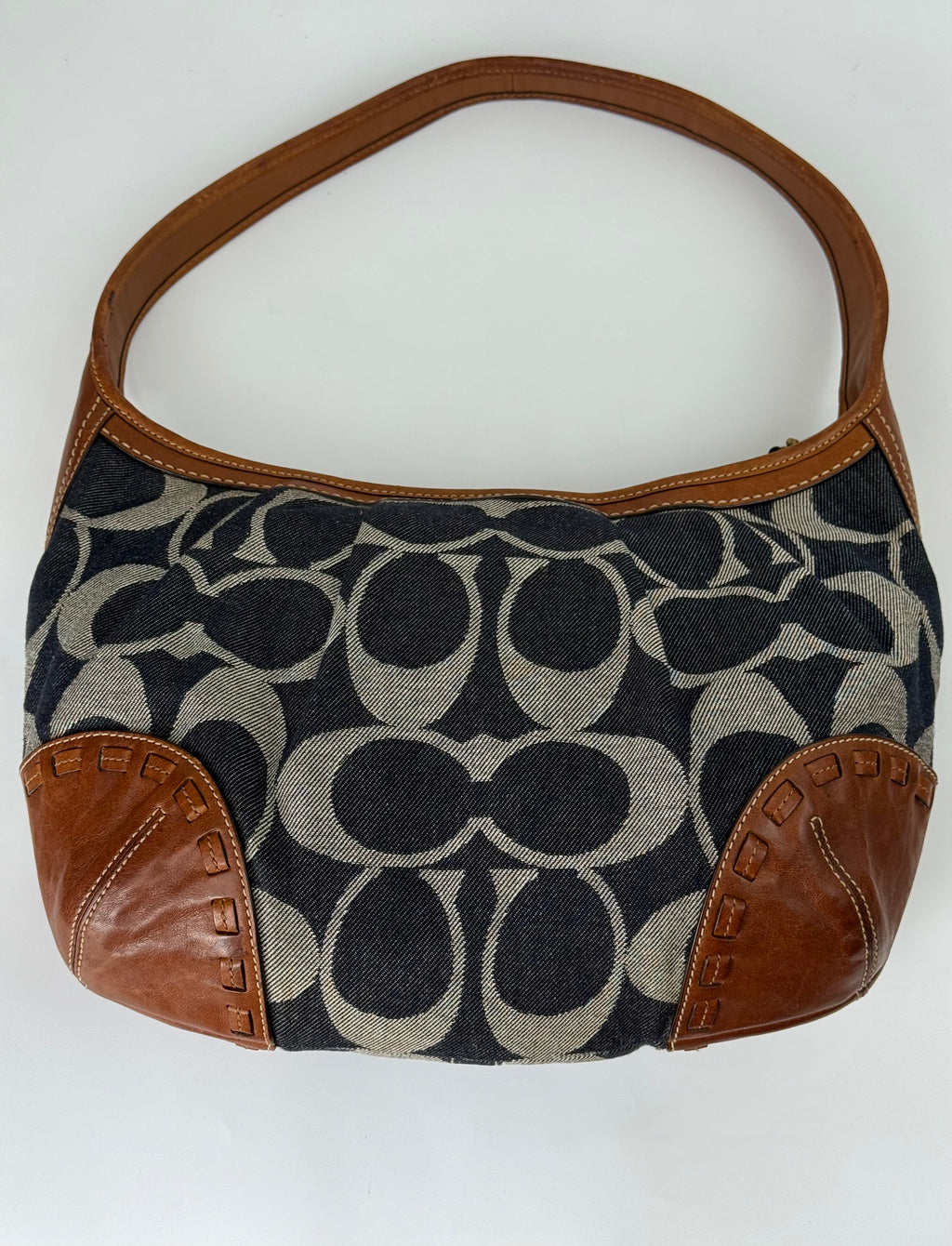 Vintage Coach Denim Ergo Soho Shoulder Bag Coach Blue Signature Handbag 00s Y2K