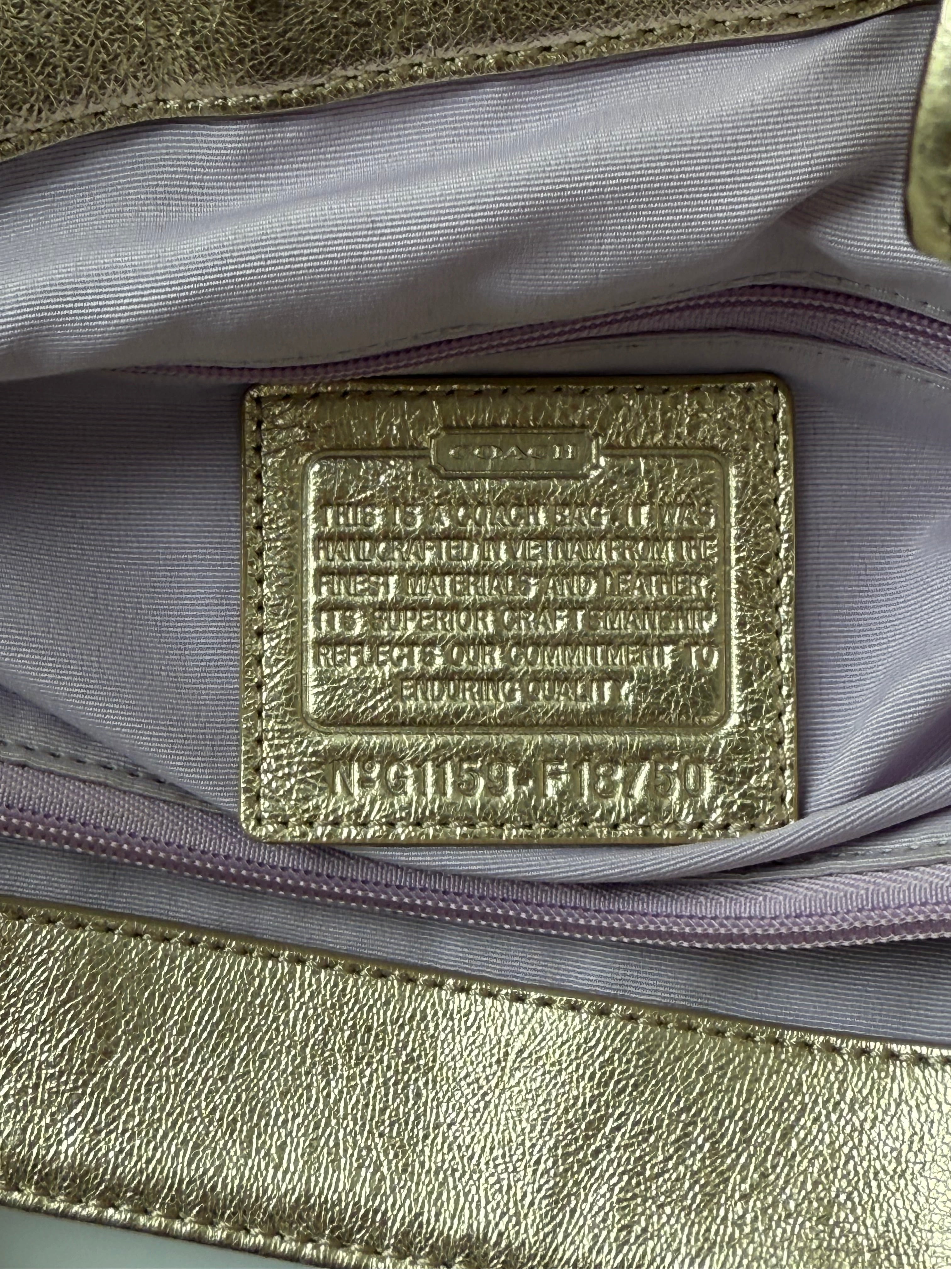 Vintage Coach Soho Signature Tote Bag Cream & Gold Canvas Shoulder Bag 00s Y2K