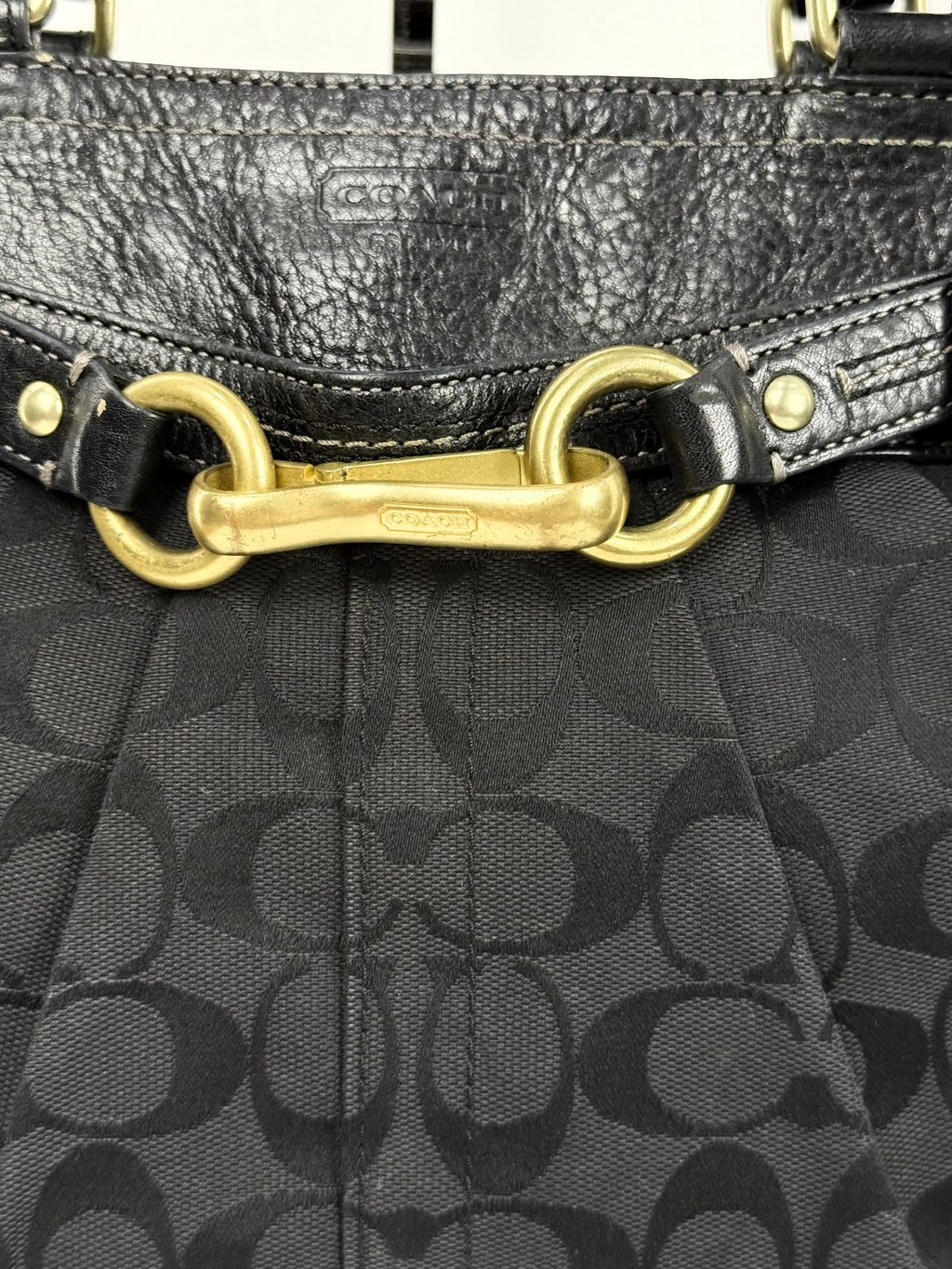 Vintage Coach Hampton Signature Tote Bag Black Coach Canvas HandBag 00s Y2K