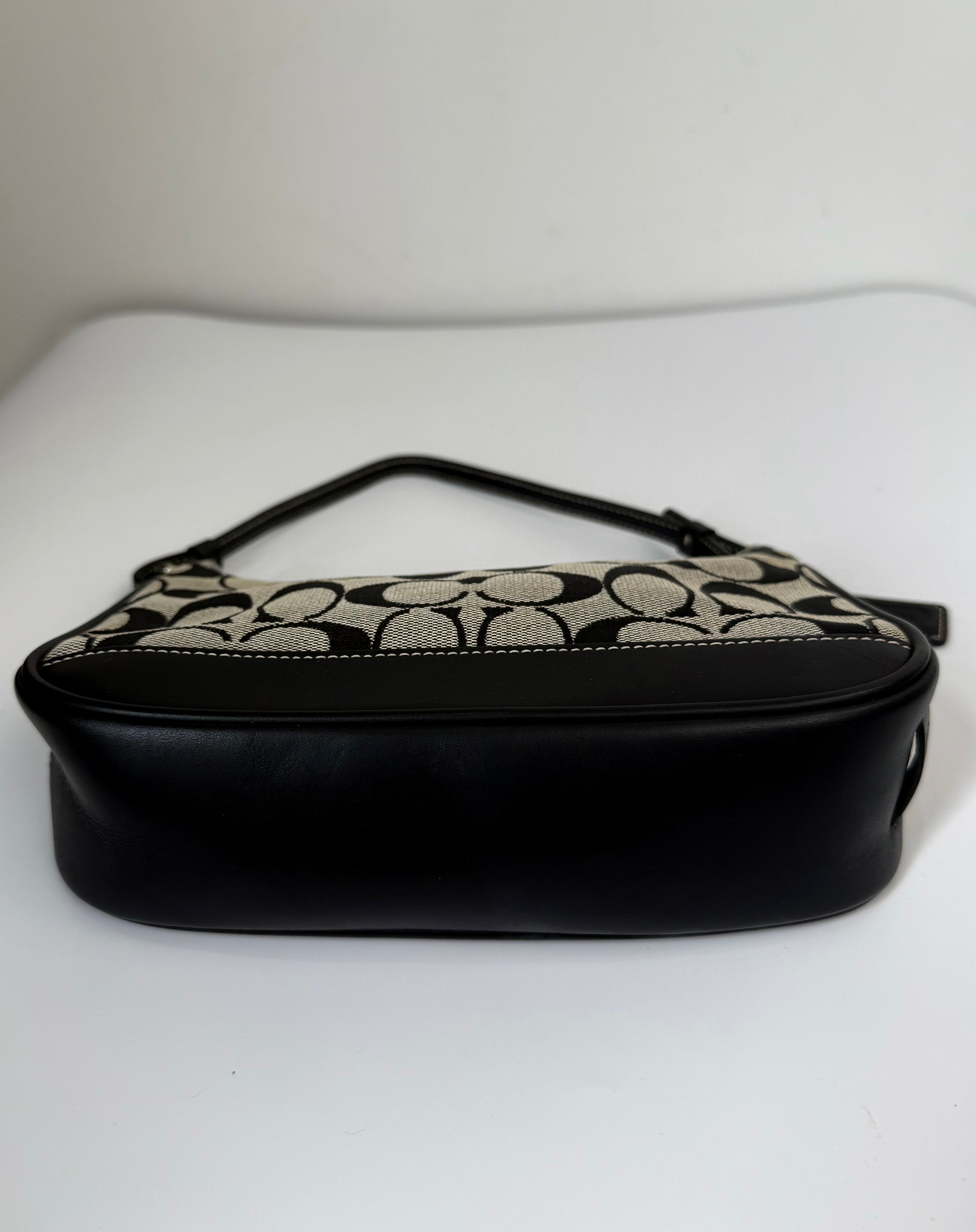 Vintage Coach Signature Demi Bag Coach Grey Black Canvas Small Handbag 00s Y2K