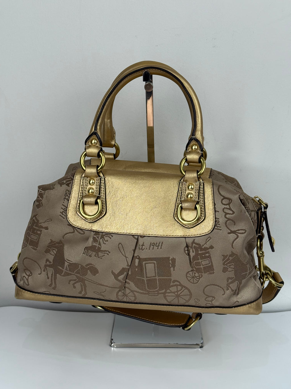 Vintage Coach Ashley Horse and Carriage Satchel Bag Coach Beige/Gold Y2K HandBag