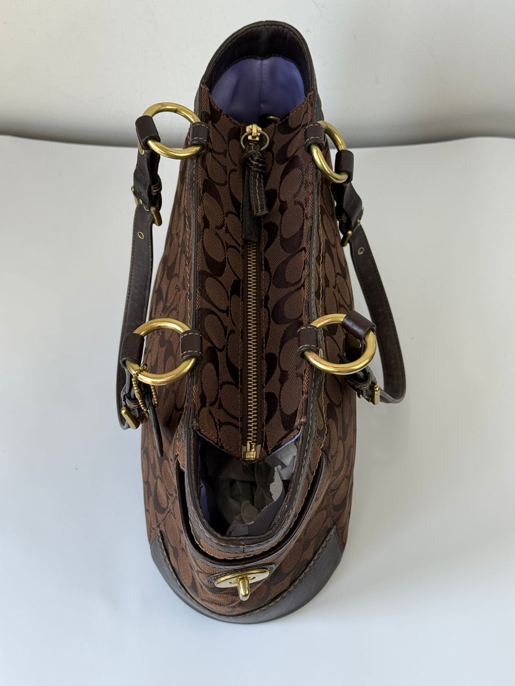 Vintage Coach Gallery Tote Bag Brown Signature Shoulder Bag 00s Y2K