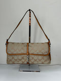 Vintage Coach Demi Clip Bag Beige and Blue Signature Canvas Shoulder Bag Y2K