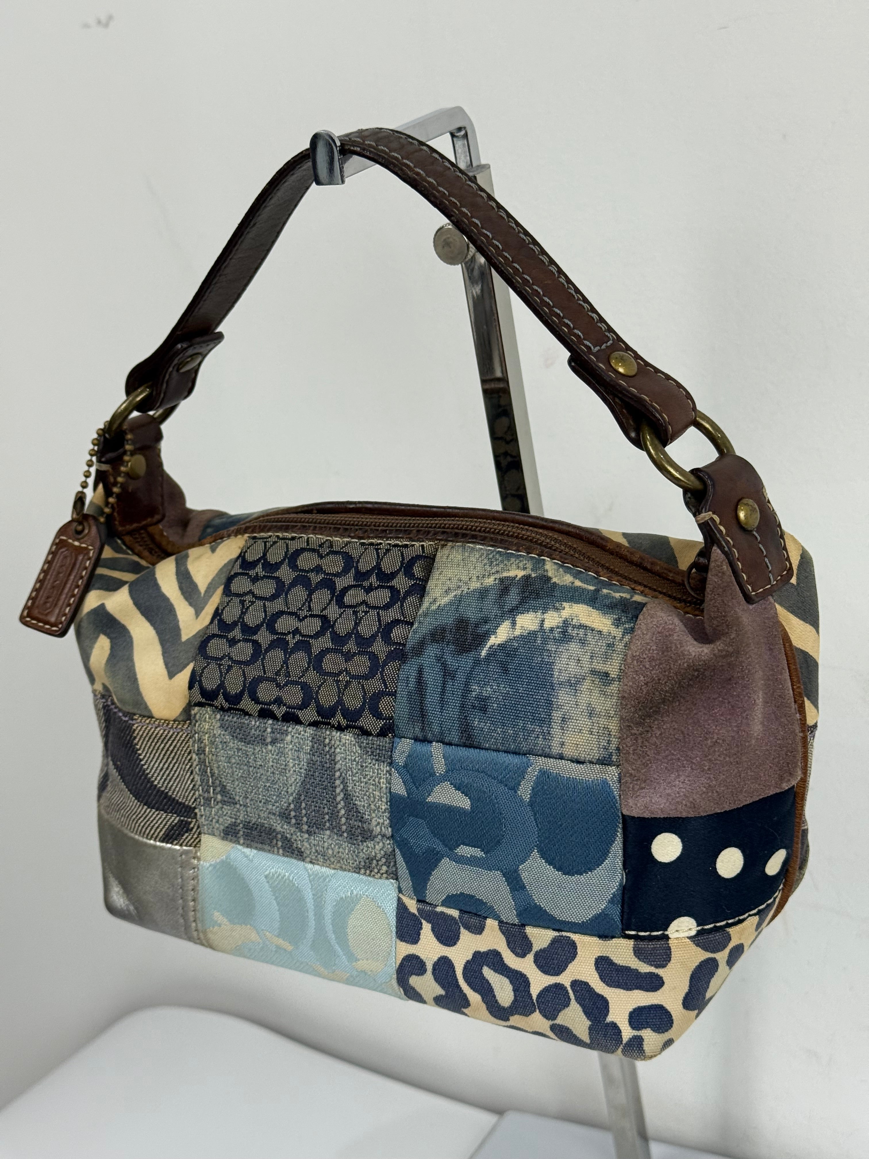 Vintage Coach Blue Denim Patchwork HandBag Coach Y2K Leather Bag
