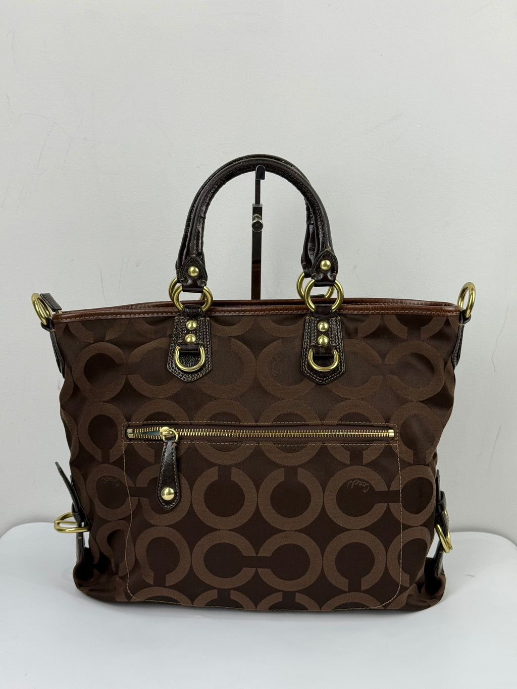 Vintage Coach Madison Op Art Julianne Tote Bag Brown Coach Signature Canvas Handbag 00s Y2K