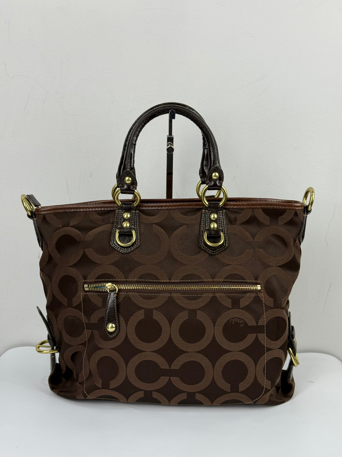 Vintage Coach Madison Op Art Julianne Tote Bag Brown Coach Signature Canvas Handbag 00s Y2K