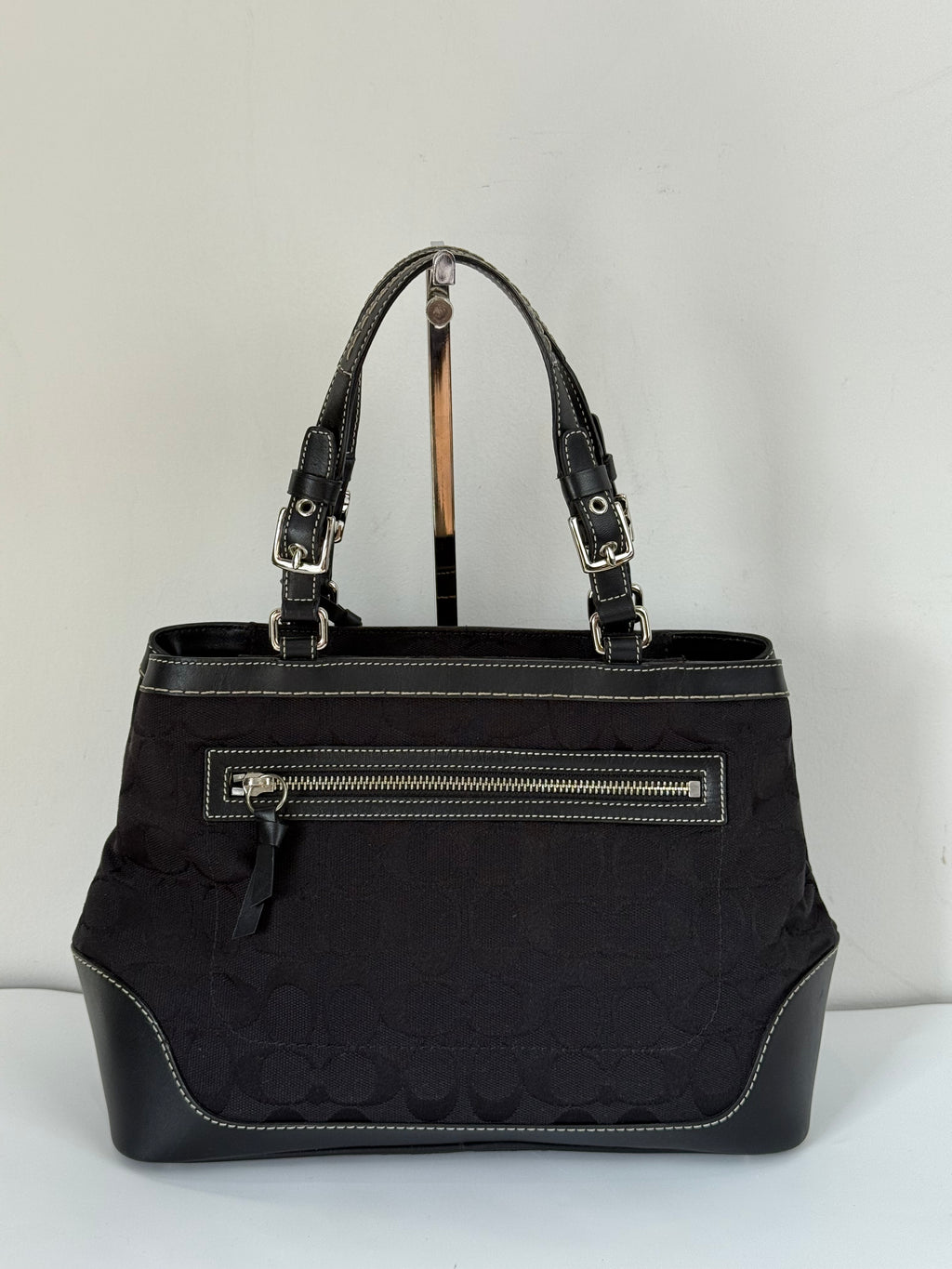Vintage Coach Hampton Black Tote Bag Coach Signature Y2K HandBag