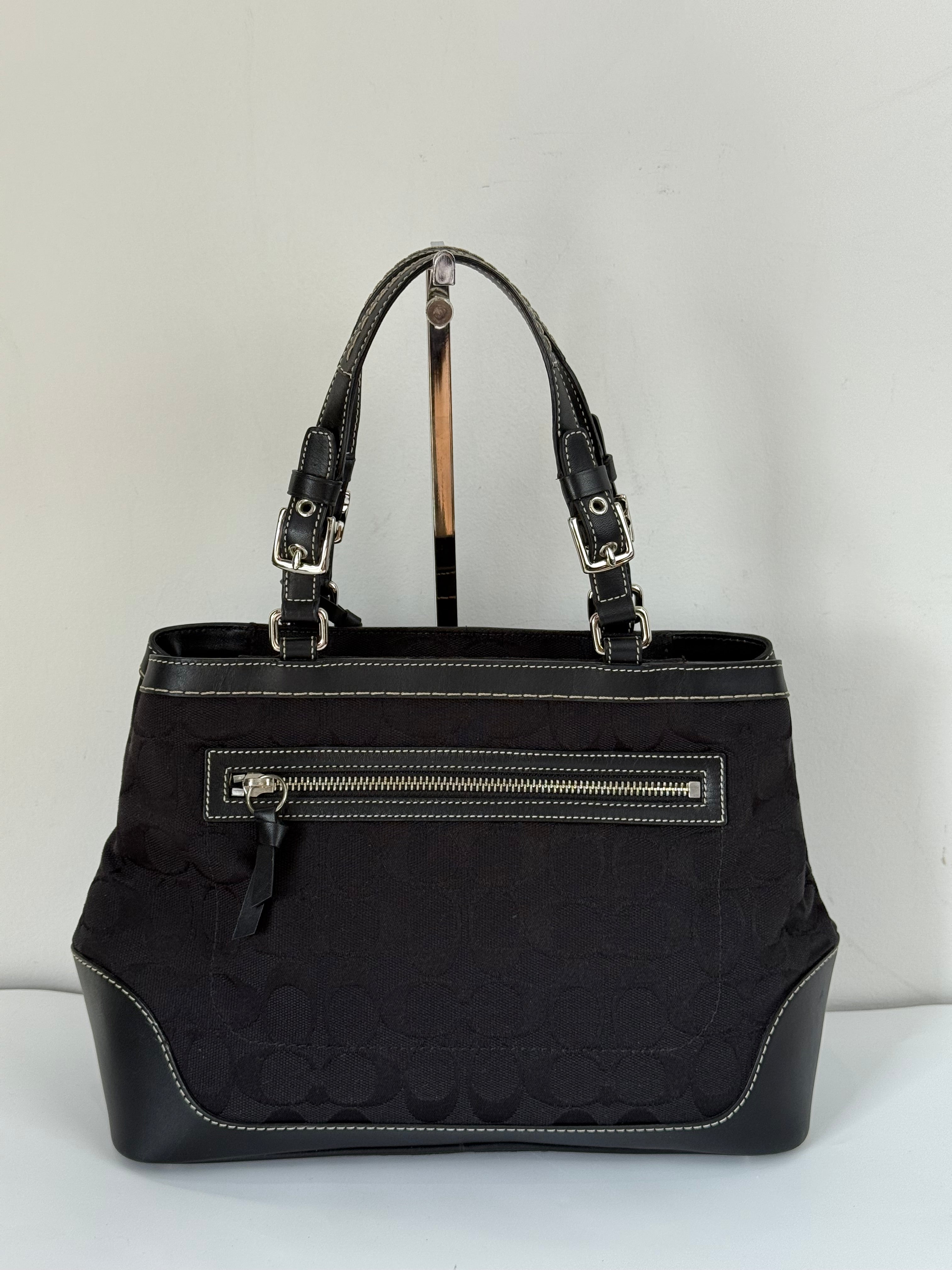 Vintage Coach Hampton Black Tote Bag Coach Signature Y2K HandBag