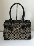Vintage Coach Hampton Signature Tote Bag Coach Grey & Black Handbag 00s Y2K