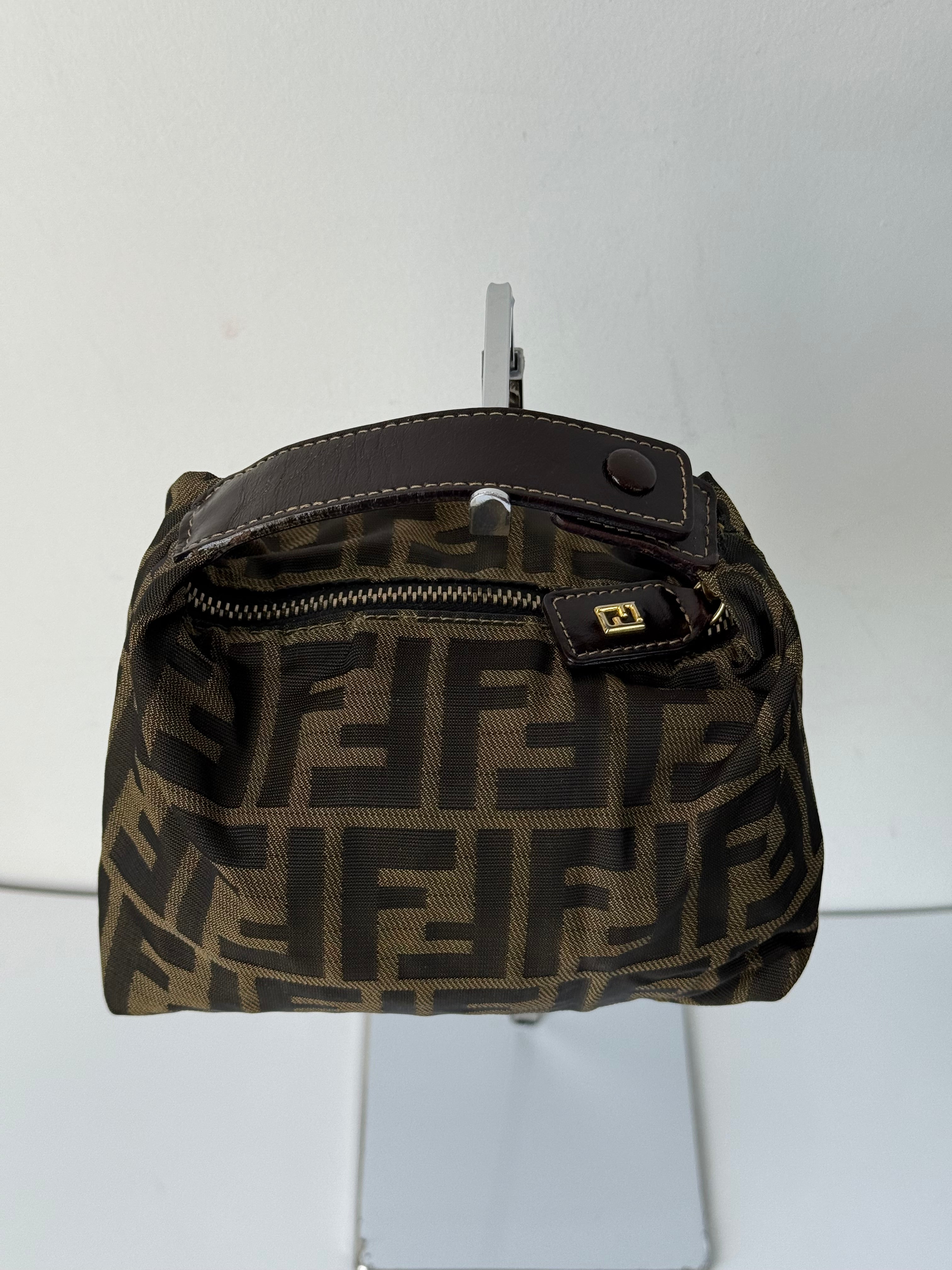 Vintage Fendi Zucca Mini Baguette Bag Brown and Black Canvas Fendi Handbag 00s Y2K