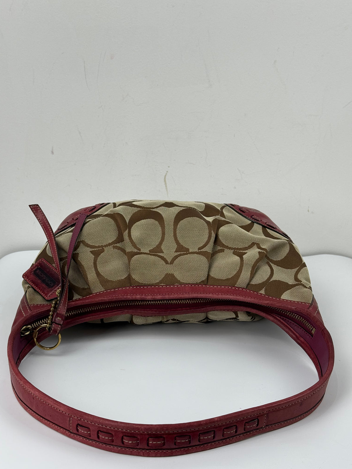 Vintage Coach Ergo Pleated Hobo Bag Coach Signature Bag With Magenta Pink Leather 00s Y2K