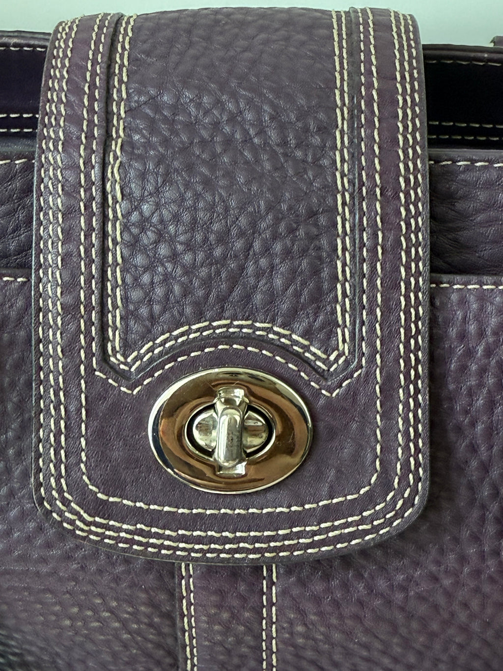 Vintage Coach Hampton Satchel Bag Purple Pebble Leather Shoulder Bag 00s Y2K