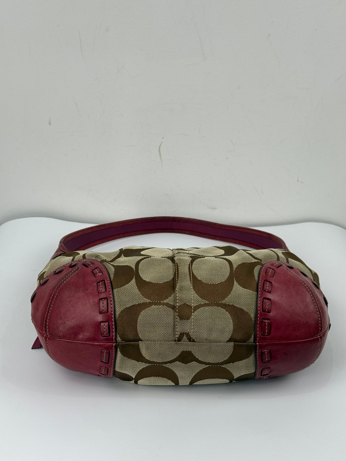 Vintage Coach Ergo Pleated Hobo Bag Coach Signature Bag With Magenta Pink Leather 00s Y2K