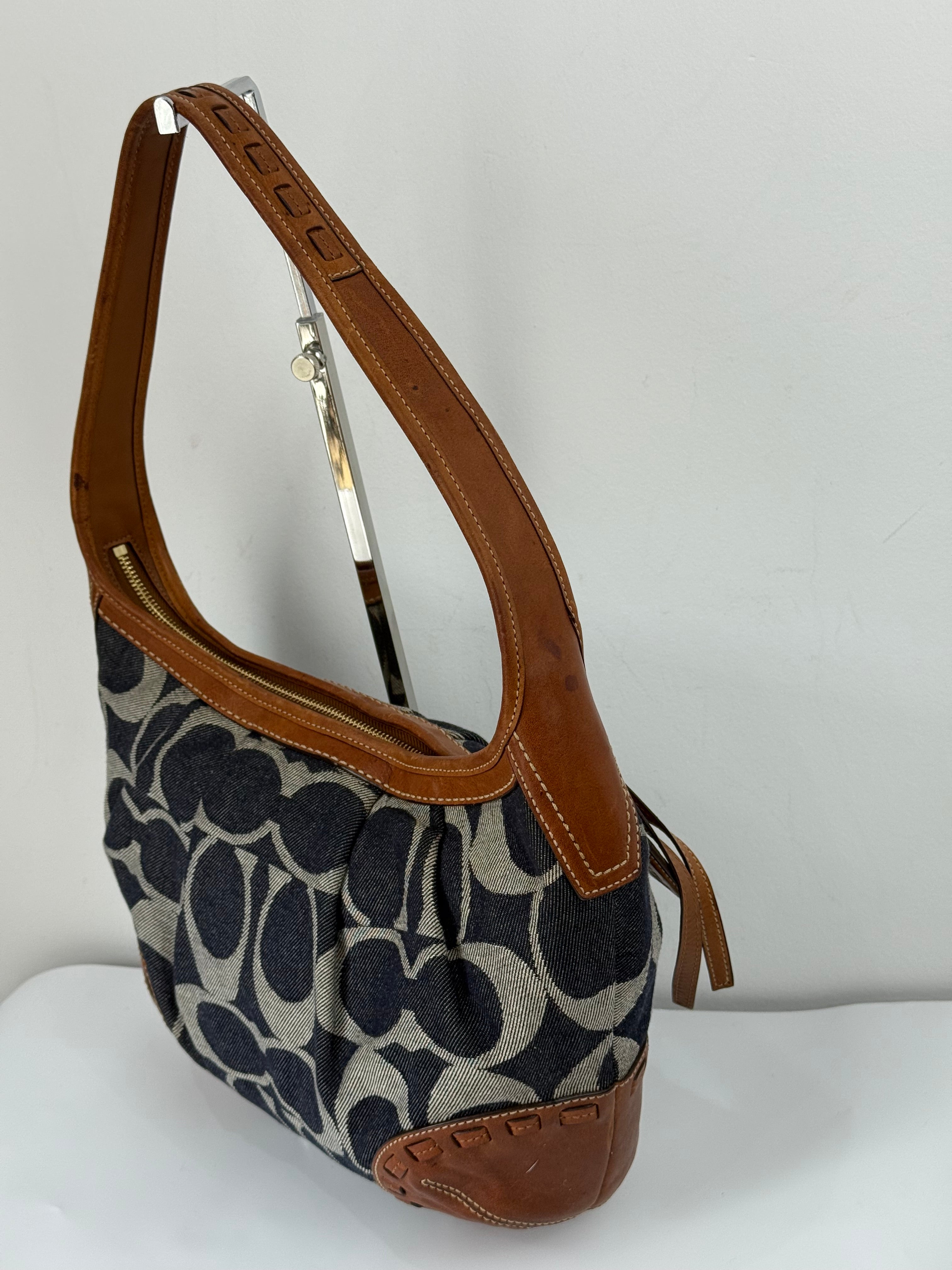 Vintage Coach Denim Ergo Soho Shoulder Bag Coach Blue Signature Handbag 00s Y2K