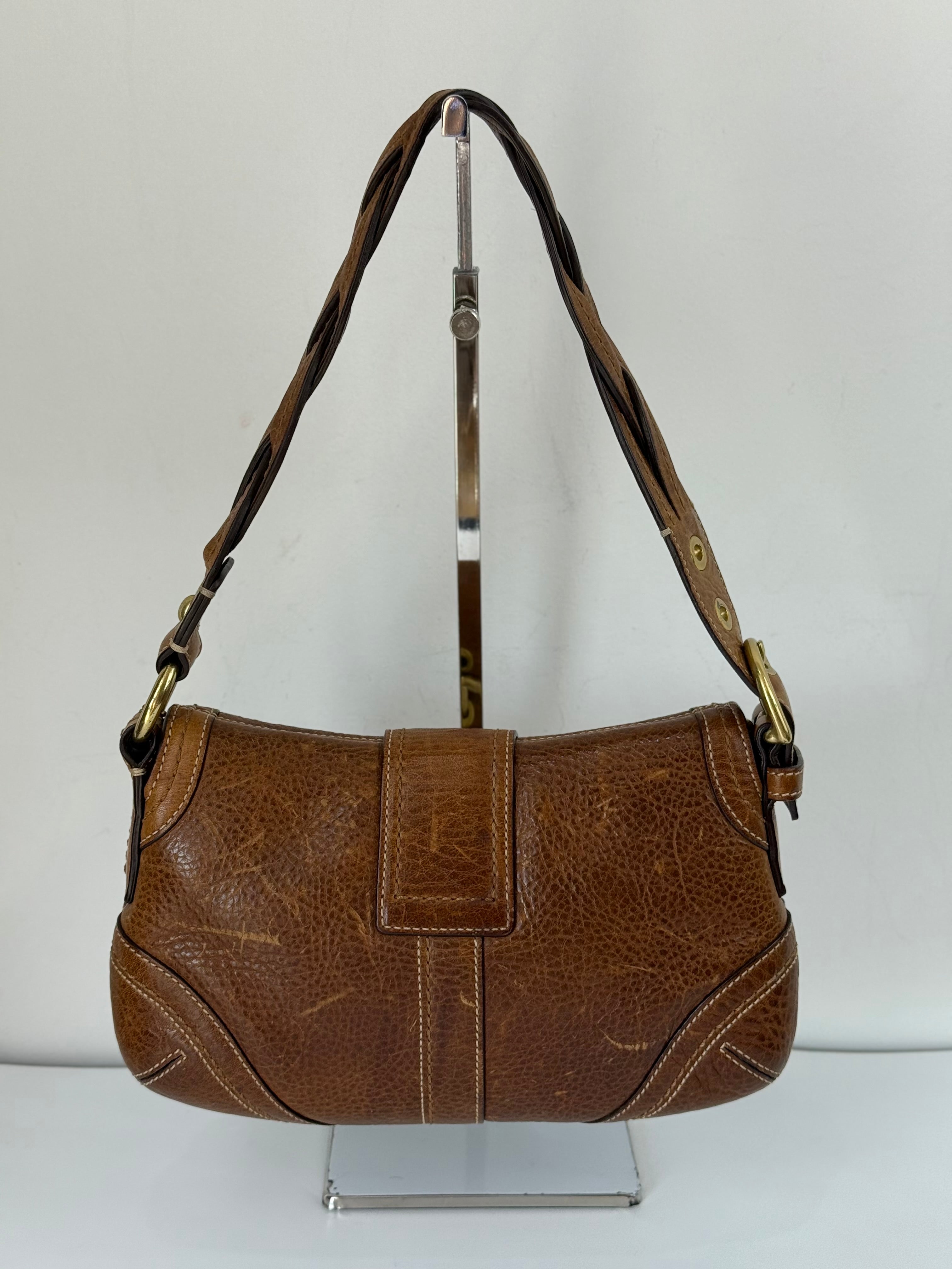 Vintage Coach Brown Soho Shoulder Bag Coach Calf Leather Handbag 00s Y2K