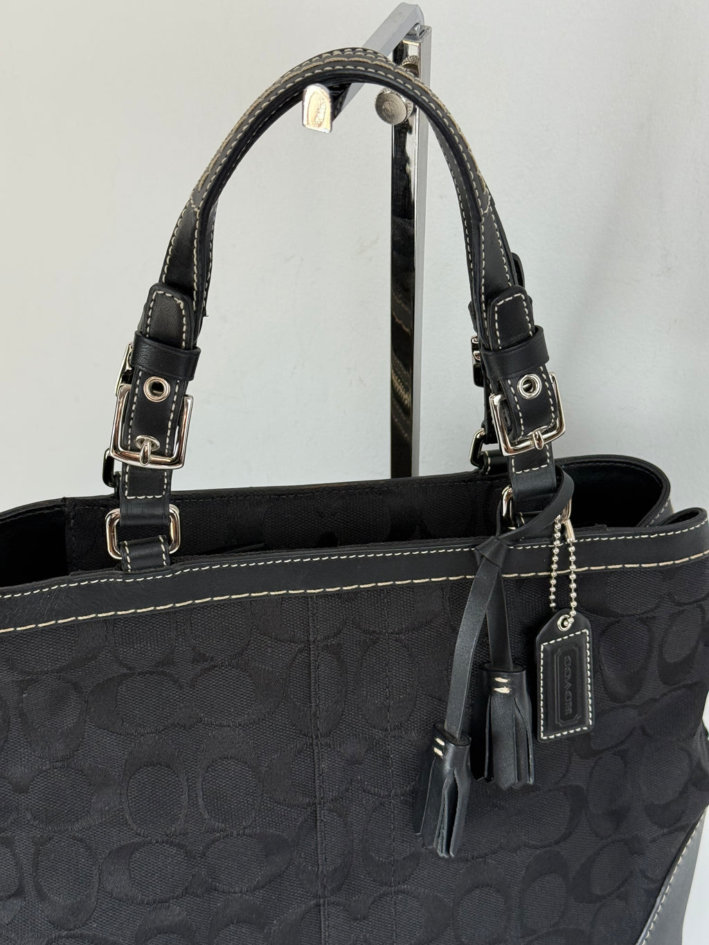 Vintage Coach Hampton Black Tote Bag Coach Signature Y2K HandBag
