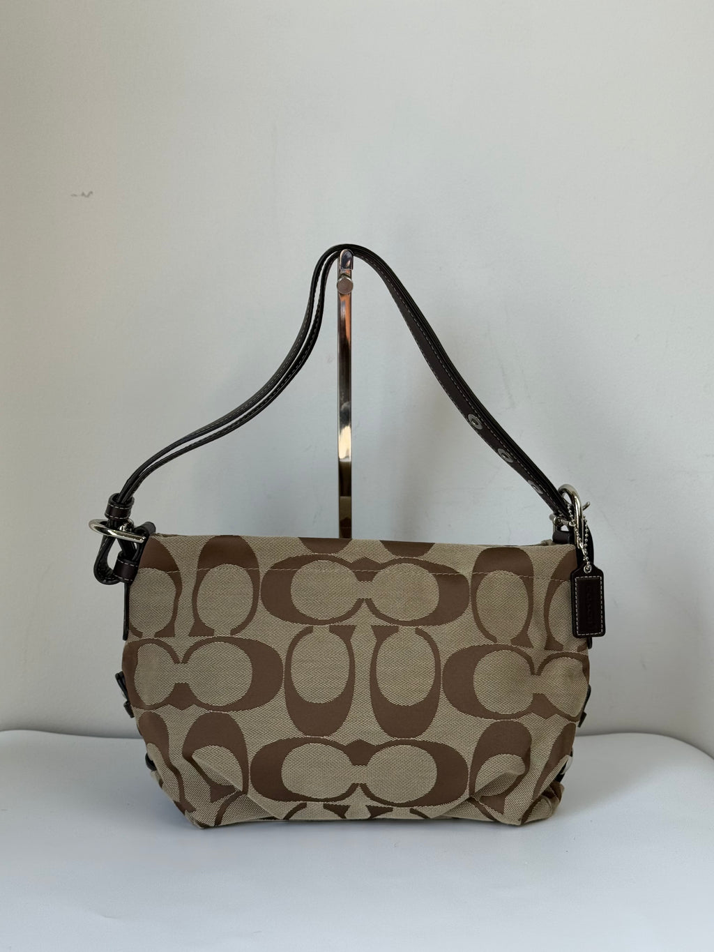 Vintage Coach Signature Duffle Bag Khaki Mahogany Signature Shoulder Bag 00s Y2K