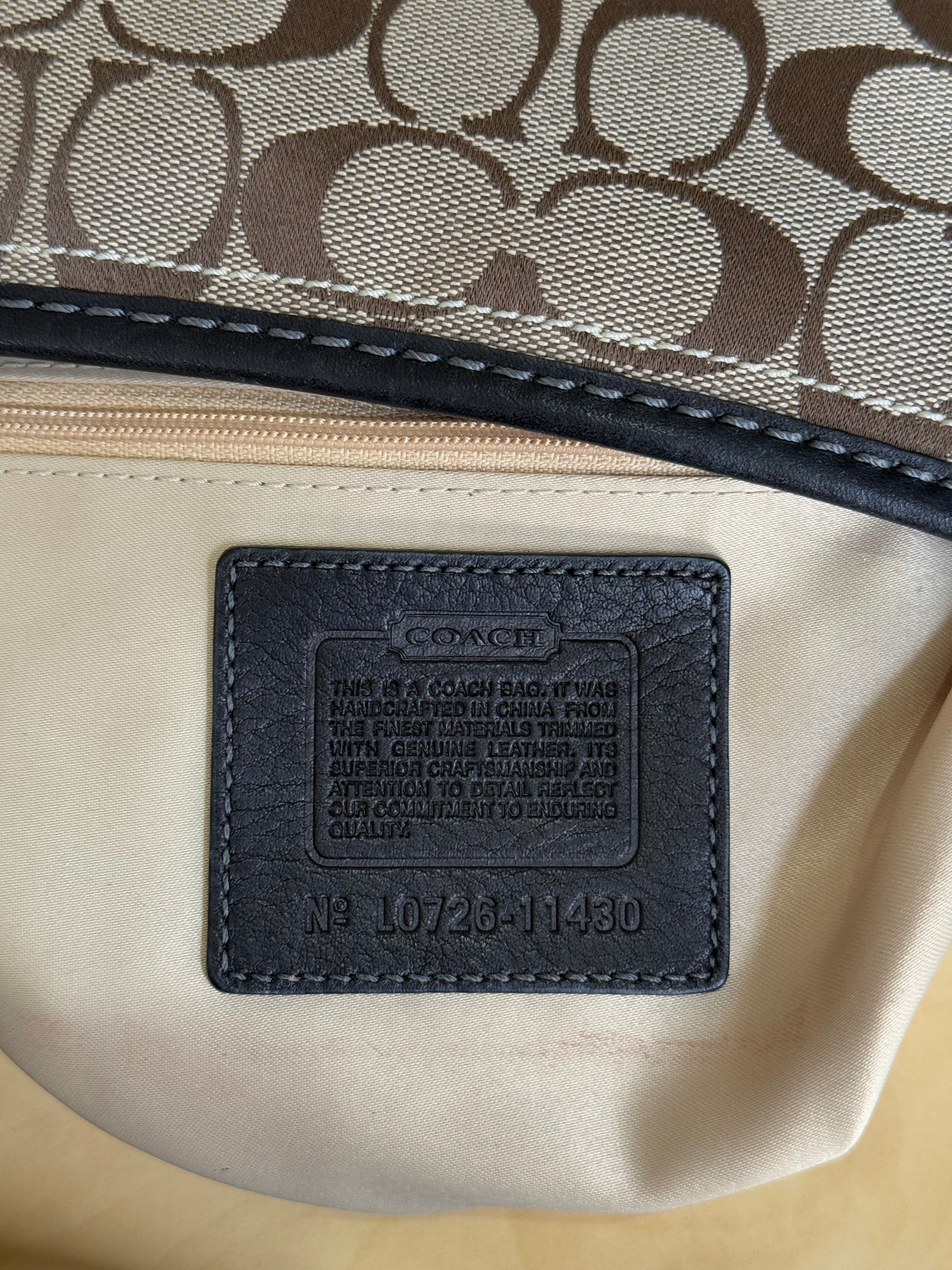 Vintage Coach Bleecker Hobo Signature Bag Brown & Beige Canvas Shoulder Bag 00s Y2K