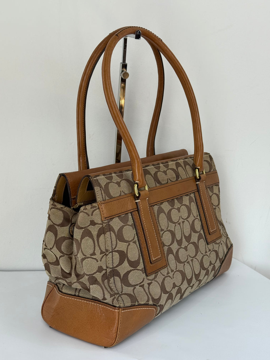 Vintage Coach Hampton Tote Bag Coach Brown/Tan Signature Y2K Handbag