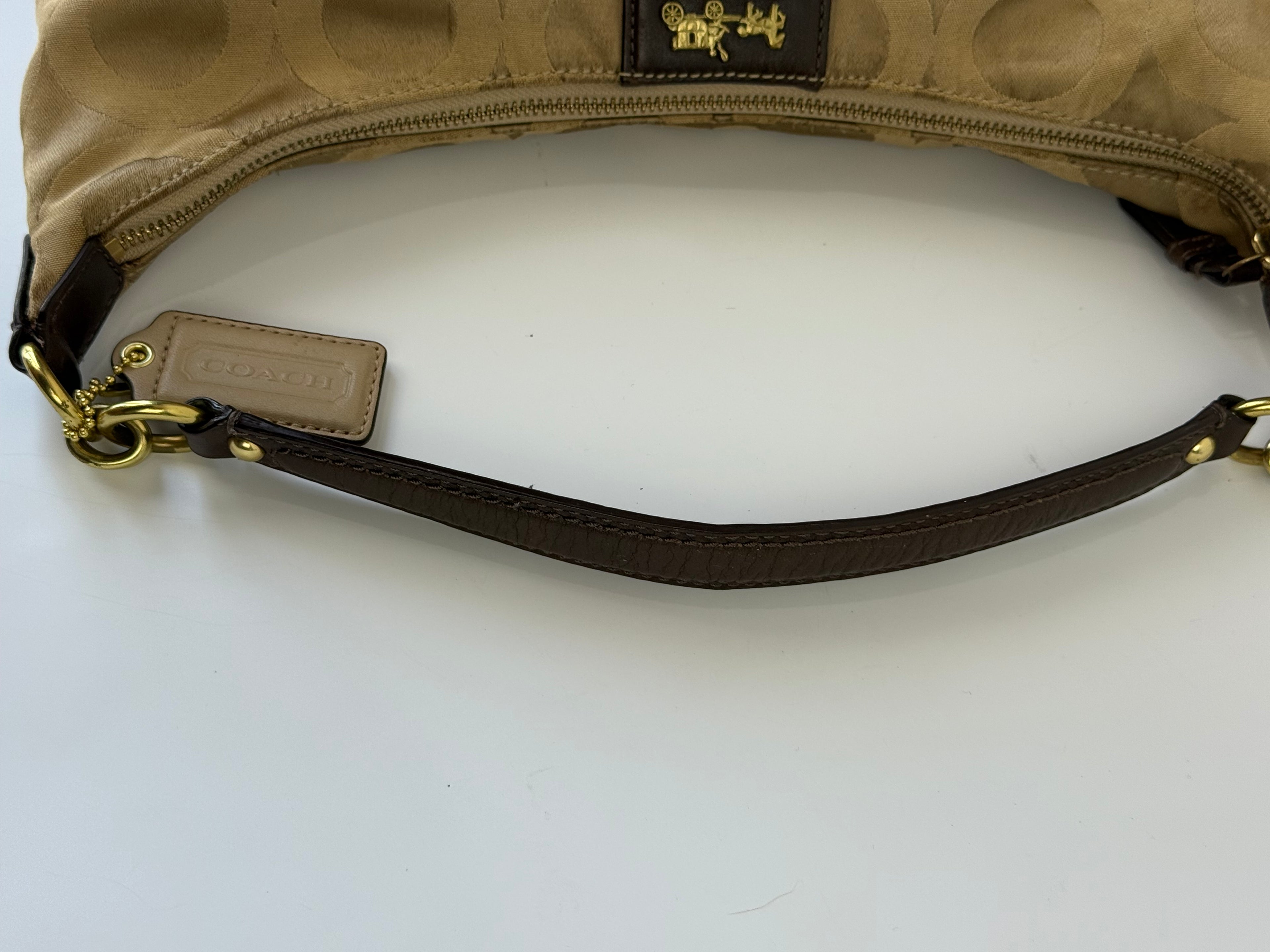 Vintage Coach Signature Madison Maggie Hobo 2 Way Bag Brown & Beige Shoulder Bag 00s Y2K
