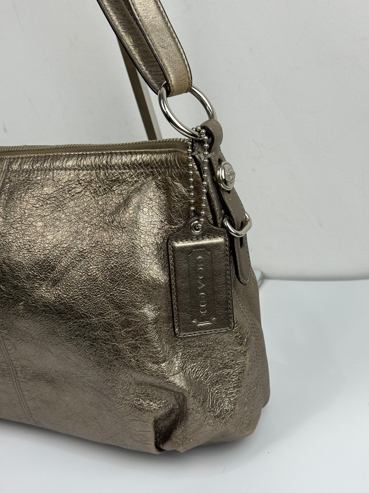 Vintage Coach Mia Metallic Bag Leather Convertible Shoulder Bag 00s Y2K