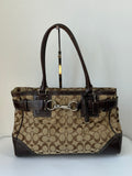 Vintage Coach Hampton Tote Bag Brown & Beige Signature Shoulder Bag 00s Y2K Handbag