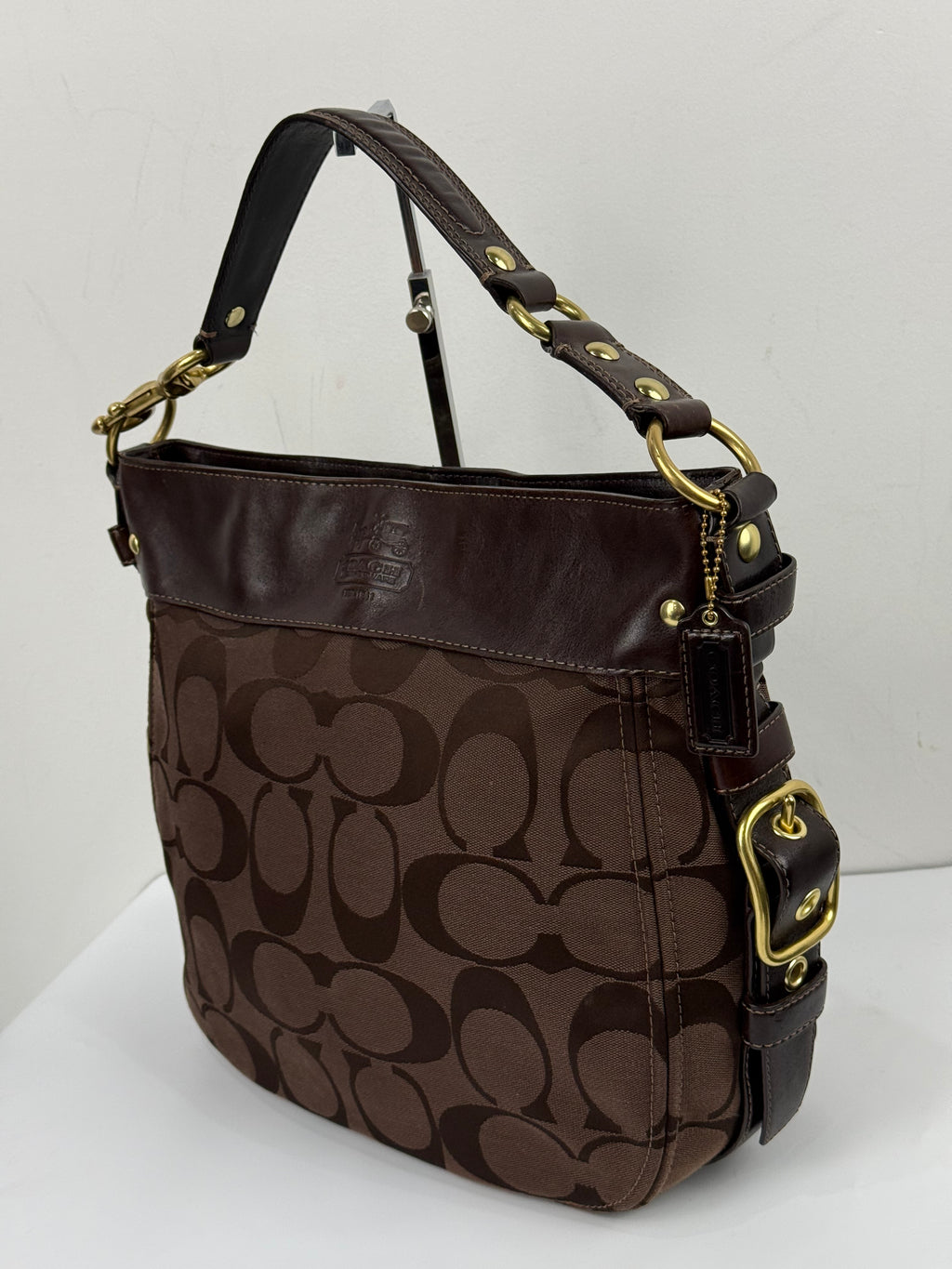 Vintage Coach Dark Brown Zoe Bag Coach Signature Shoulder Bag 00s Y2K
