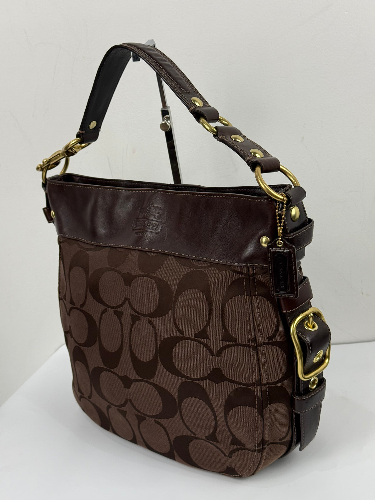 Vintage Coach Dark Brown Zoe Bag Coach Signature Shoulder Bag 00s Y2K