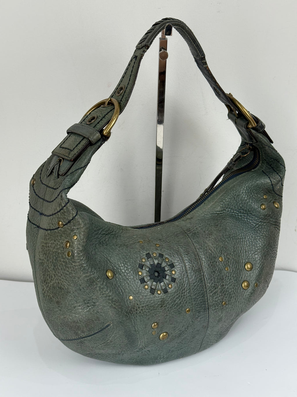 Vintage Coach Mia Studded Hobo Bag Coach Blue Leather Y2K HandBag