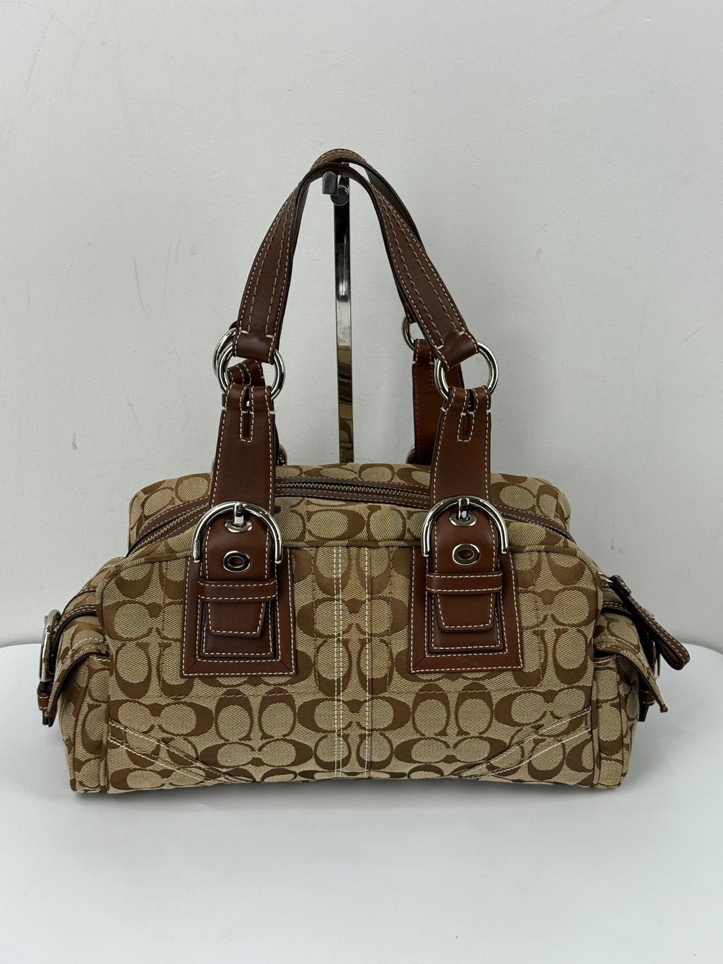Vintage Coach Dark Brown Boston Satchel Soho Mia Signature Shoulder Bag 00s Y2K