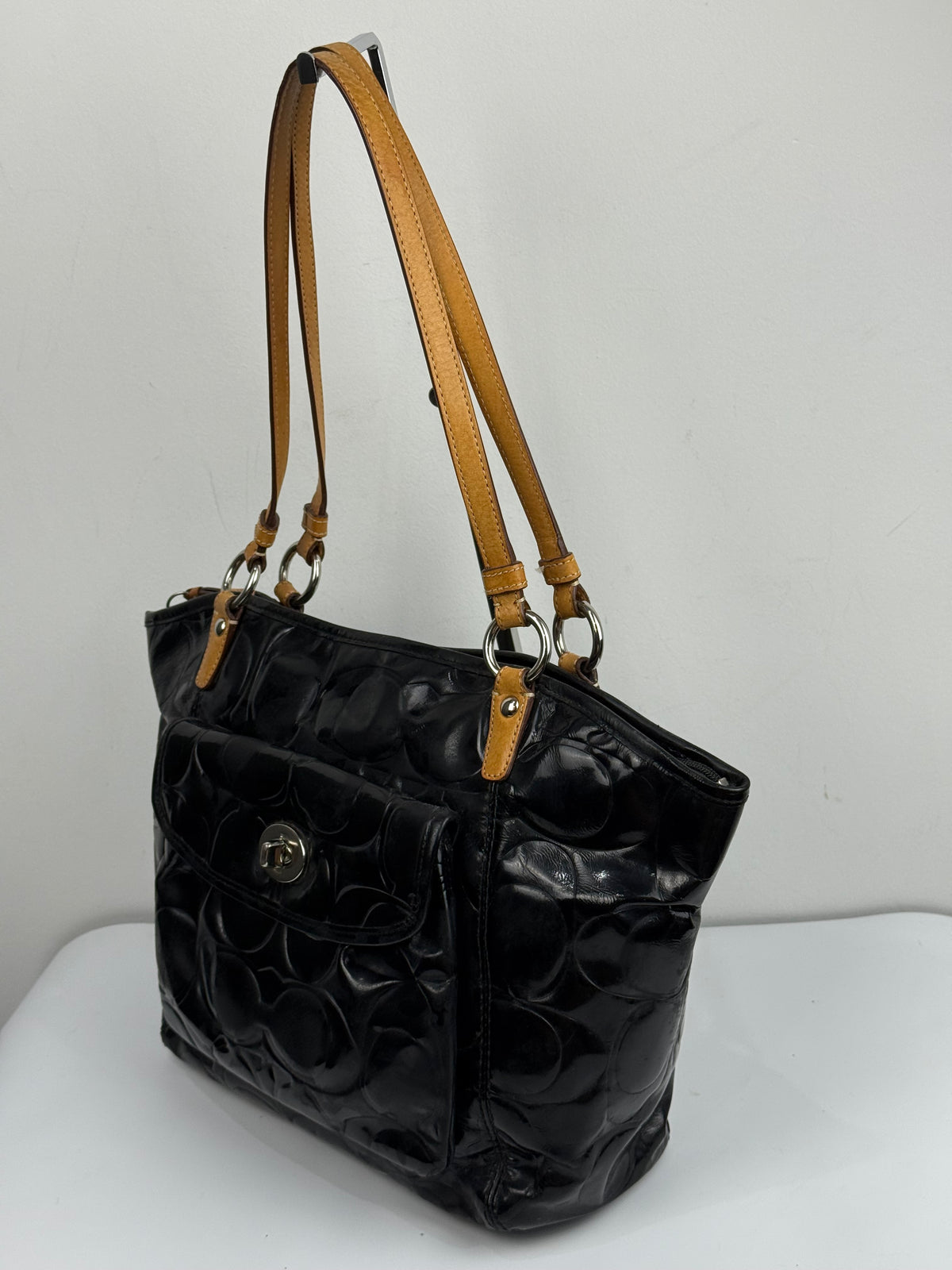 Vintage Coach Leah Black Patent Leather Bag Coach Shoulder Bag 00s Y2K