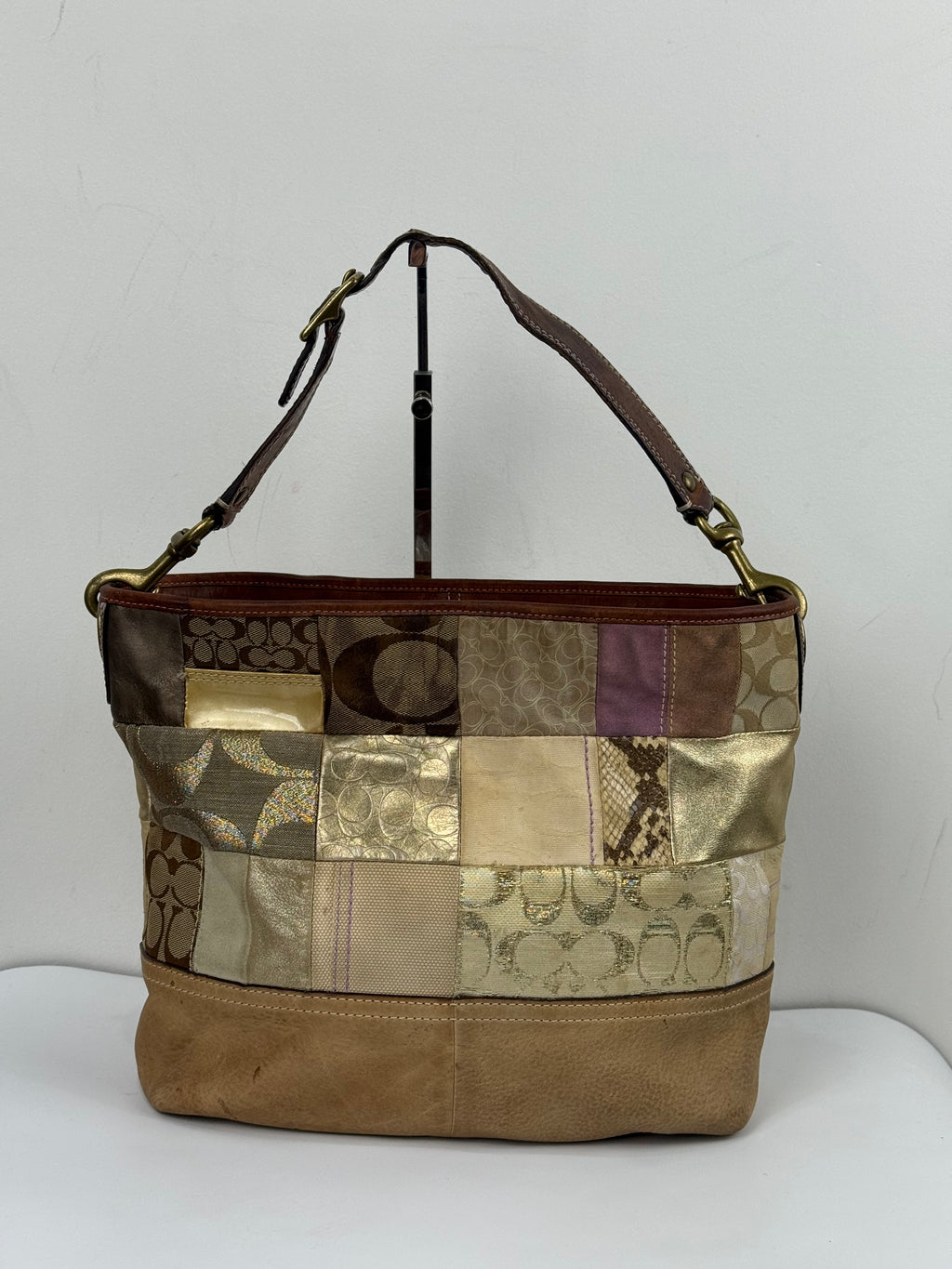 Vintage Coach Patchwork Tote Bag Coach Signature Shoulder Bag 00s Y2K