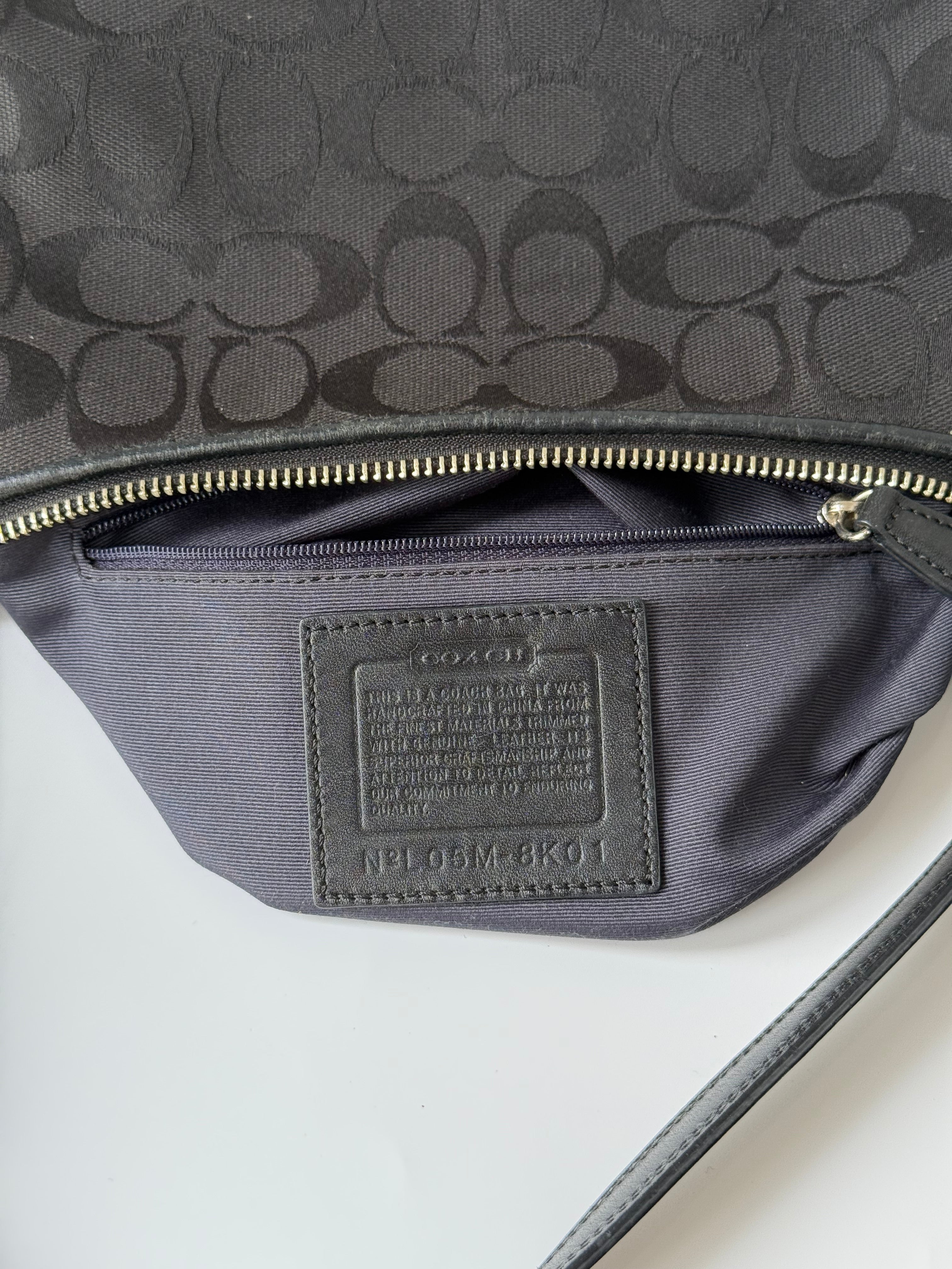 Vintage Coach Baguette East West Bag Black Signature Canvas Shoulder Bag Y2K