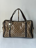 Vintage Gucci Crystal Duchessa Boston Bag Brown Gucci Pouch Monogram Handbag 00s Y2K