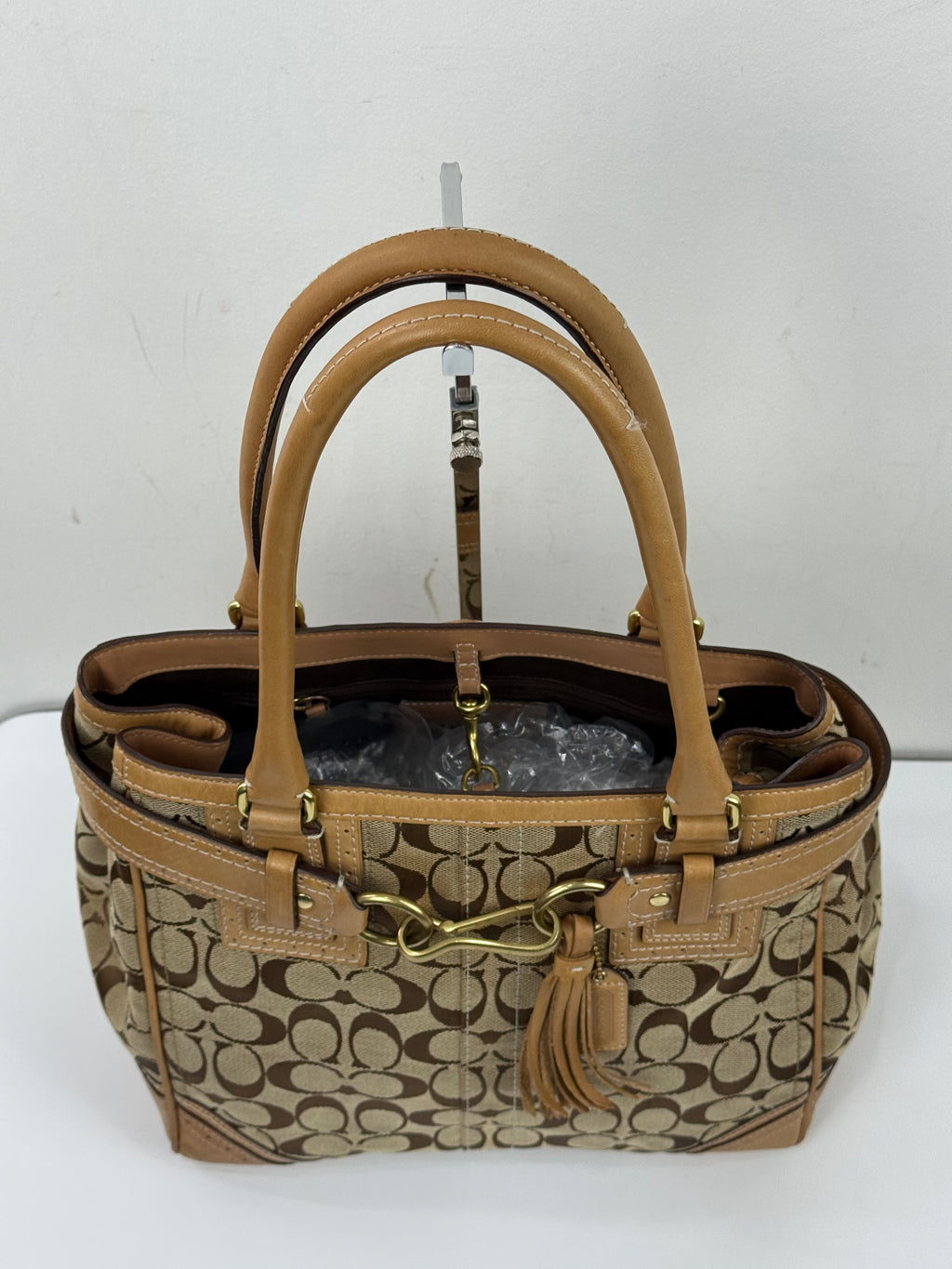 Vintage Coach Hampton Signature Tote Bag Brown and Tan Coach Canvas HandBag 00s Y2K