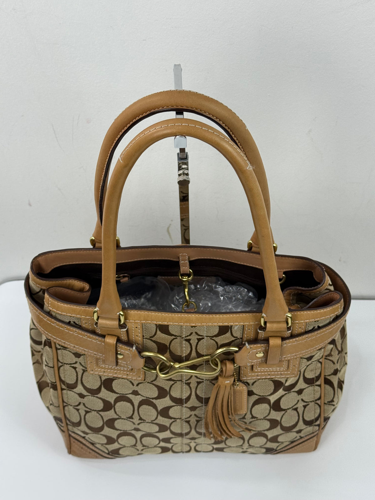 Vintage Coach Hampton Signature Tote Bag Brown and Tan Coach Canvas HandBag 00s Y2K