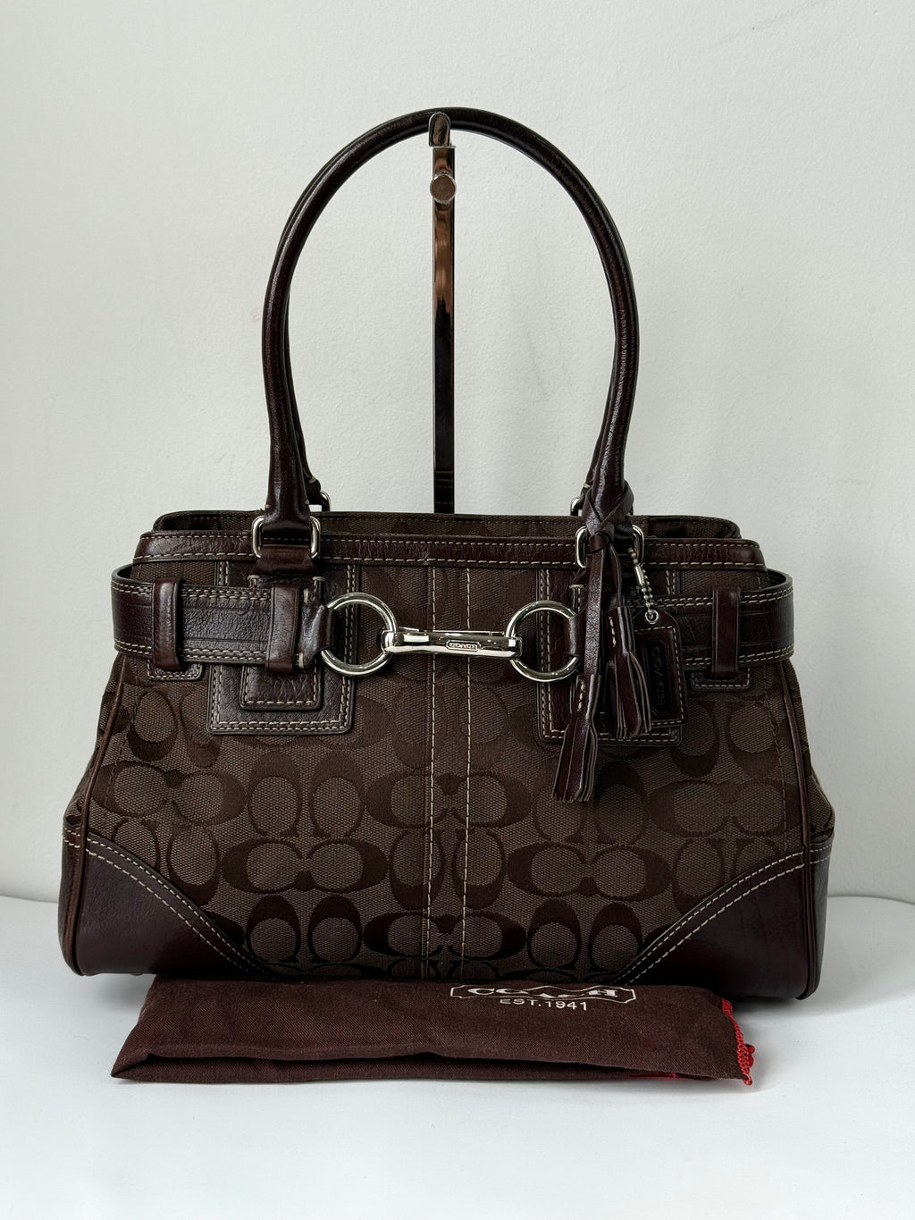Vintage Coach Hampton Signature Tote Bag Brown Coach Canvas HandBag 00s Y2K
