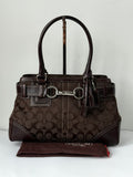 Vintage Coach Hampton Signature Tote Bag Brown Coach Canvas HandBag 00s Y2K