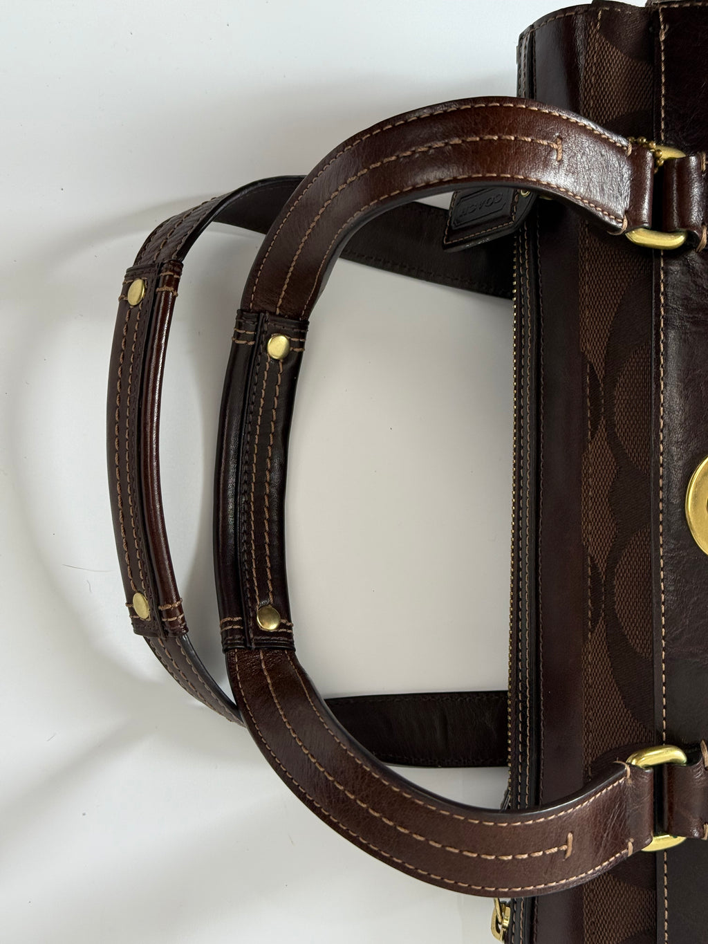 Coach Brown Hampton Satchel Bag Chestnut Leather Turnlock Tote HandBag 00s Y2K